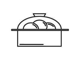 A black and white illustration of a bowl with eggs vector