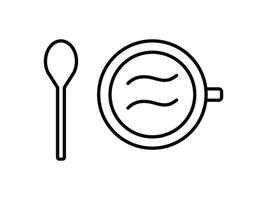 A black and white line drawing of a bowl and spoon vector