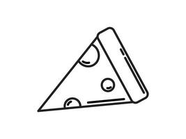 A piece of cheese is shown in a line drawing vector