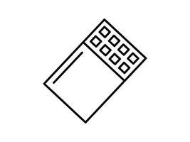 A black and white line drawing of a piece of chocolate vector