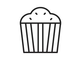 A black and white line drawing of a cupcake vector