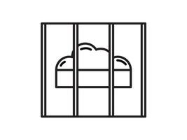 Jail cell with a cloud icon, isolated on white background vector