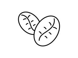 Two coffee beans are shown in a line drawing vector