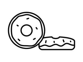 A donut and a slice of bread are shown in a line drawing vector