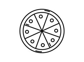 A pizza slice icon in a line drawing vector