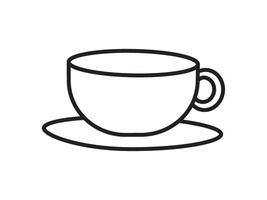 A cup of coffee is shown in a line drawing vector