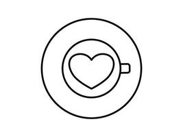 A black and white outline of a heart in a cup vector