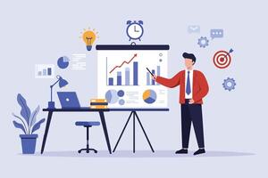 Corporate Presentation and Sales Growth Business Data Analysis vector