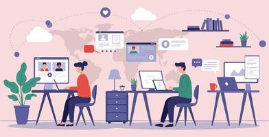 Teamwork and Productivity in a Modern Office vector