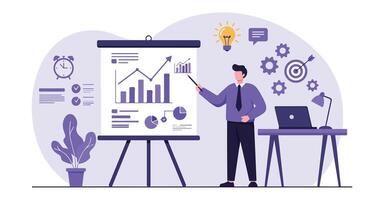 Corporate Training and Data Analysis Business Growth Concept vector