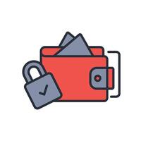 secured wallet icon colours trendy flat style vector
