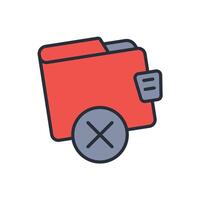 delete and wallet icon colours trendy flat style vector