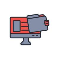 web wallet icon colours trendy flat style vector