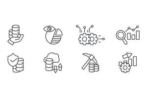 Data analytics icon set.Editable stroke.linear style sign for use web vector