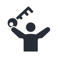 key of success icon in trendy flat style vector