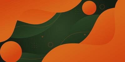 Abstract orange and green wave 3D background. Circle pattern on simple liquid shape design. Eps10 vector