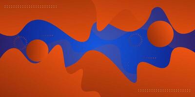 Orange and blue geometric business banner design. Creative banner design with wave shape and circle background for template. Simple horizontal banner. vector