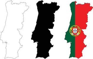 Map Portugal. Portugal Map Outline. Portugal map with the flag inside. vector