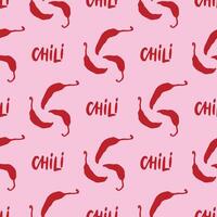 Seamless pattern with red spicy chili pepper vector