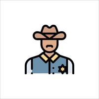 A sheriff icon with a hat and a mustache vector