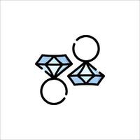 Two diamond rings on a white background vector