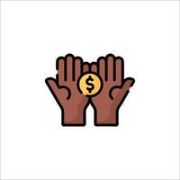 Hands with dollar sign icon on white background vector