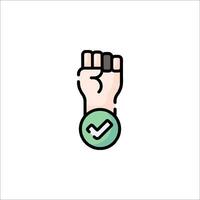 A fist with a tick mark on it vector
