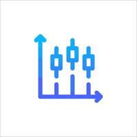A blue and white icon of a bar graph vector
