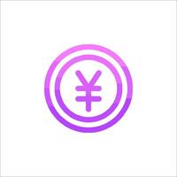 Yen symbol in purple and white vector