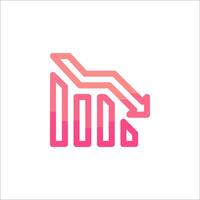 A pink and red graph icon vector