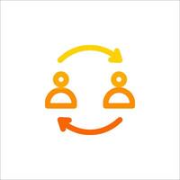 A circle with two people in it and arrows pointing to it vector