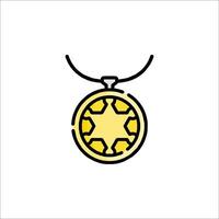 A yellow star of david necklace on a chain vector
