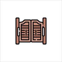 A door with a handle and a lock icon vector