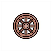 A wheel icon in a line style vector