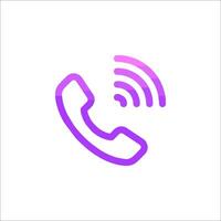 A purple phone icon with a phone icon vector