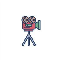 A movie camera on a tripod icon vector
