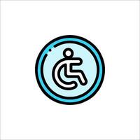 A blue and black wheelchair icon on a white background vector