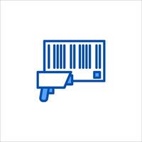 A barcode icon with a gun vector