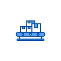 A blue icon of a stack of boxes on a conveyor belt vector