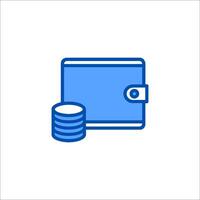 Wallet icon with coins on top vector