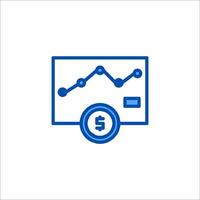 A blue icon of a bar chart with a number on it vector