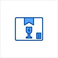 A blue icon of a cup with a glass and a paper vector