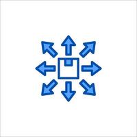 A blue icon with arrows pointing in different directions vector