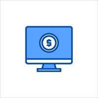 A computer monitor with a logo on it vector