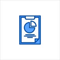 A blue icon of a clipboard with a pie chart vector