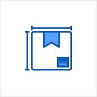 A blue icon of a box with a ribbon on it vector
