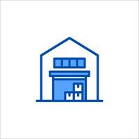A warehouse with a door and boxes vector
