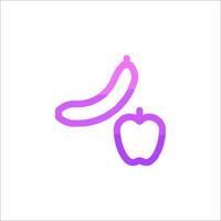 A purple apple and banana icon on a white background vector