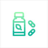 A bottle of pills and a leaf icon vector