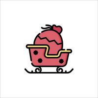 A red sled with a red egg in it vector